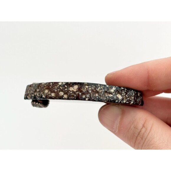 Brown & White Banded Sliced Agate Geode Crystal Silver Toned Vintage Pendant - Picture 9 of 16